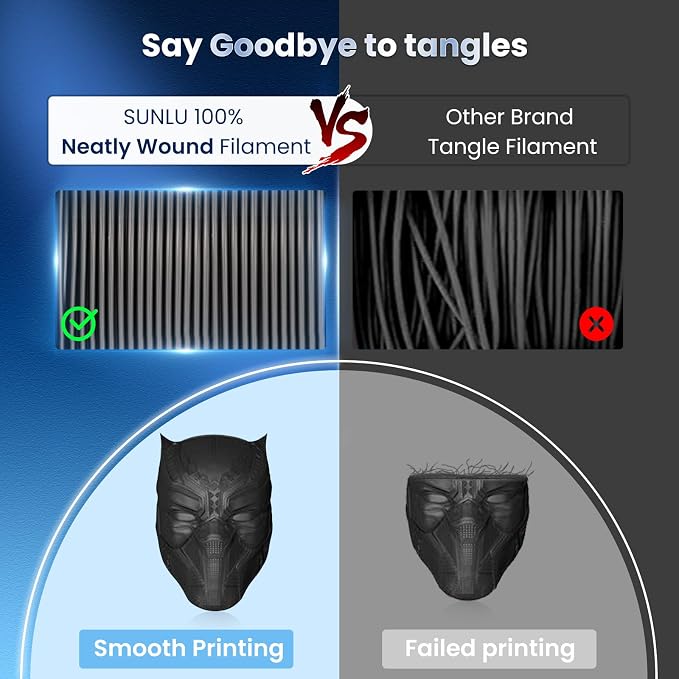 SUNLU 3D Printer Filament PLA Plus 1.75mm 2KG, SUNLU Neatly Wound PLA Filament 1.75mm PRO, PLA+ Filament for Most FDM 3D Printer, Dimensional Accuracy +/- 0.02 mm, 1 kg Spool, 2 Packs, Black+White