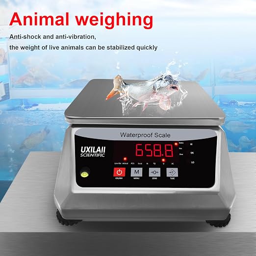 Professional Waterproof Digital Food Scale 33lb with Large Weighing Pan Stainless Steel Kitchen Scale for Coffee, Baking, Meat, Fish and Vegetables Commercial Grade Waterproof Scale