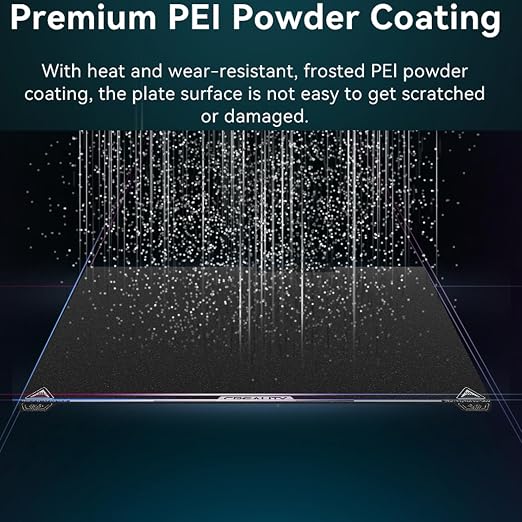Creality K2 Plus Texture PEI Build Plate Kit, 3D Printer Heat and Wear Resistance Textured PEI Spring Steel Plateform with Wipe Nozzle Design for K2 Plus 370x370mm