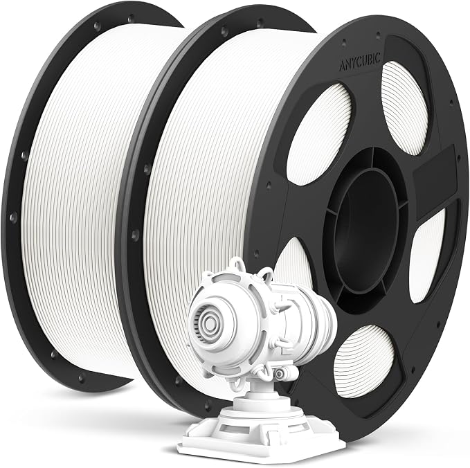 ANYCUBIC PLA Plus (PLA+), 3D Printer Filament 1.75mm Bundle, High Toughness, Dimensional Accuracy +/- 0.02mm, Print with Most FDM 3D Printers, 1KG Reusable Spool, 2kg, White + White