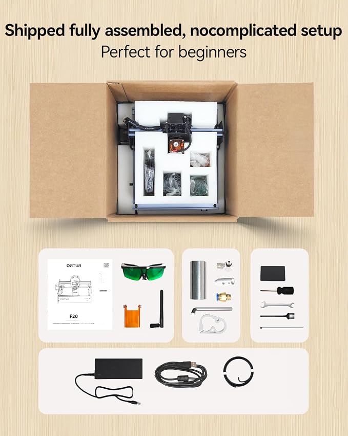 Ortur F20 Laser Engraver, 5000mW Laser Engraver Machine Class 4 Higher Accuracy Wood Cutter with Large Working Area 150x150mm, 15000mm/min Engraving Speed for Wood Acrylic Metal Glass