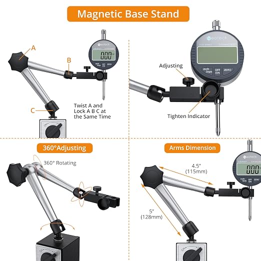 Neoteck 1" Indicator Set + 176lbs/80kg Magnetic Base
