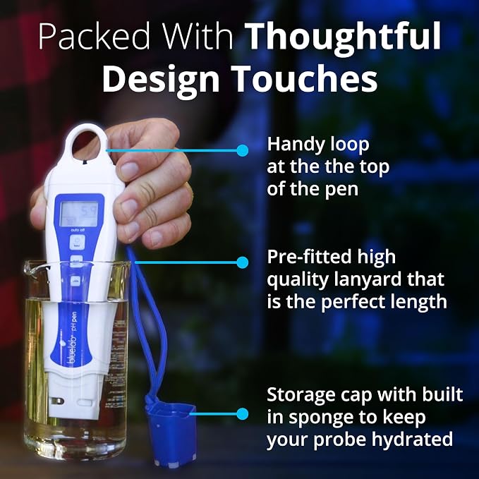 Bluelab pH Pen - ± 0.1 pH Accurate, Durable Double Junction Probe, Waterproof & Floats, Auto Temperature Compensation, Easy Calibration - Made in NZ