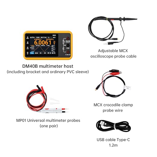 DM40 Series 3-in-1 Digital Multimeter, 59999 Counts True RMS Oscilloscope Signal Generator, Handheld High Precision Touch Screen Tester for Electronics/Auto/DIY(DM40B)