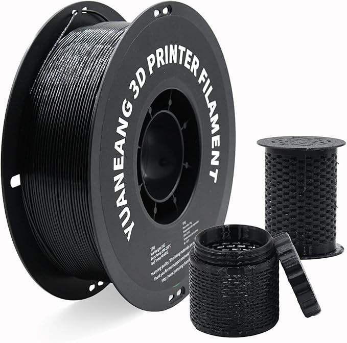 TPU 3D Printer Filament 1.75mm Black, 1kg Spool, Flexible & Durable TPU Material (Shore 95A), High Elasticity, Impact-Resistant, Wear-Resistant, ±0.03mm Precision, Ideal for Protective Parts