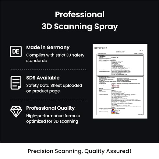 Revopoint 3D Scanning Spray for 3D Scanners, Semi-Permanent Until Wiped, for Reflective, Transparent, Black or Highly Textured Surfaces, 500ml, AB-P