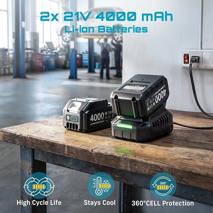 Seesii Power Tool Combo Kits,1000N.m Impact Wrench1/2, 3/8" 180N.m Impact Driver and 1/4" 50N.m Impact Drill, Brushless, 2 * 4000mAh Bartteris,Fast Charger,Impact Gun For Car Home DIY