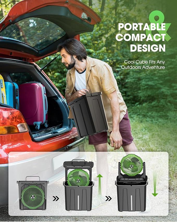 Ausic Portable Misting Fan, 9L 10-inch Outdoor Mist Fans for Outside Patios Cooling, 20000mAh Rechargeable Battery Fan with Water Box, 3 Strong Winds, 3 Spray Mister, Camping/Beach Summer Essentials