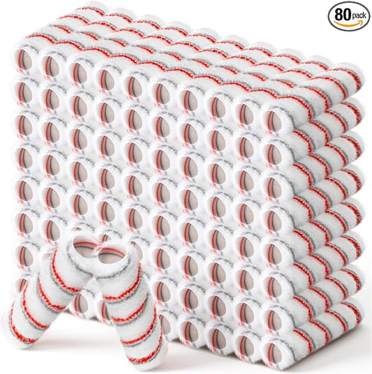 Leumoi 80 Pieces 9 Inch Paint Roller Covers 1/2 x 9 Inch Microfiber Paint Brush Roller Kit Naps House Painting Supplies for Wall House Home Repair Tools(Red Gray Stripe)