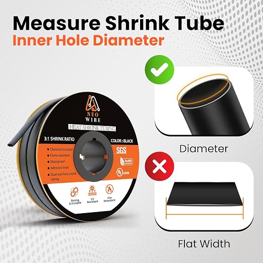 Heat Shrink Tubing 1" (25.4mm), 3:1 Ratio Shrink Tube Industrial and Marine Grade, Dual Wall Adhesive Lined Wire Shrink Wrap Tubing, 29 Feet Roll