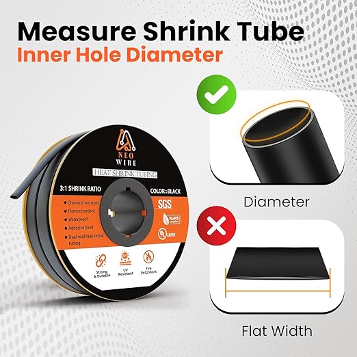Heat Shrink Tubing 1-1/2", (38.1mm) 3:1 Ratio Shrink Tube Industrial and Marine Grade, Dual Wall Adhesive Lined Wire Shrink Wrap Tubing, 19 Feet Black Roll