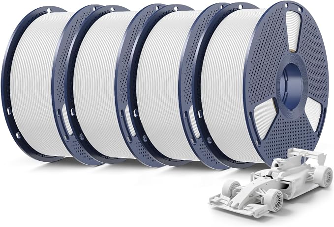 SUNLU 4KG Upgrade PLA+2.0 3D Printer Filament Bundle, PLA Plus 2.0 Filament 1.75mm, High Speed Printing, Stronger Than PLA+ Filament, 1KG per Spool, 4 Packs, White