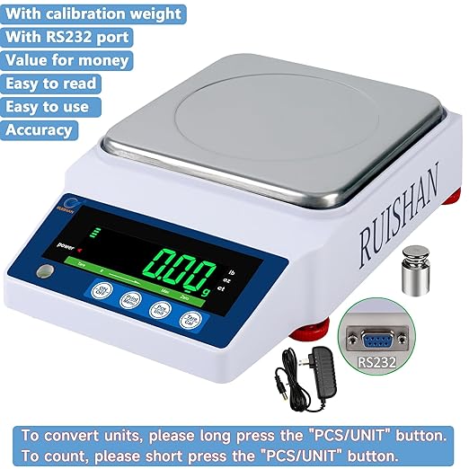 Lab Precision Scientific Balance Scale 1000g x 0.01g |g/lb/oz/ct | .01 Gram Scale, Lab Scale, Industrial Scale, Counting Scale, Clark Scales, Gold Scales |for Lab, Jewelry, Industrial, Busines