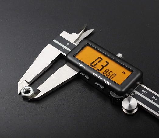 Accusize Industrial Tools Digital Caliper, 0-8'' / 0-200 mm by 0.0005''/0.01 mm Resolution, Metric/Imperial, Yellow LCD,1110-1828 | 200 mm/8 in Range, 0.01 mm/0.0005 in Resolution, ±0.03 mm Accuracy, Metric/Inch, Yellow LCD