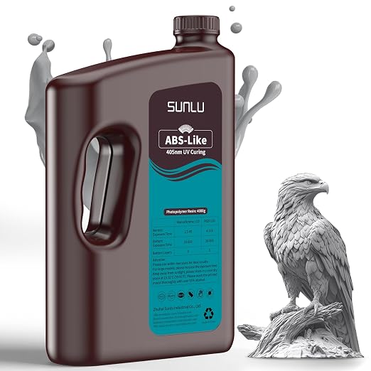 SUNLU 4000G ABS-Like 3D Printer Resin, 405nm UV Curing Photopolymer Rapid 3D Resin for 2K 4K 6K 8K LCD/DLP/SLA 3D Printers, Non-Brittle & High Precision & Low Shrinkage, Grey 4KG