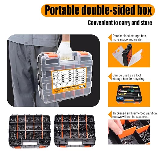 weideer 3160PCS Metric Flange Bolt Assortment,Metric Screw Assortment,12.9 Alloy Hex Socket Head&10.9 Alloy Hex Button Head&10.9 Flange Hex Nuts and Bolts,M2 M3 M4 M5 (4-30mm) M6x1.0 M8x1.25 M10x1.5