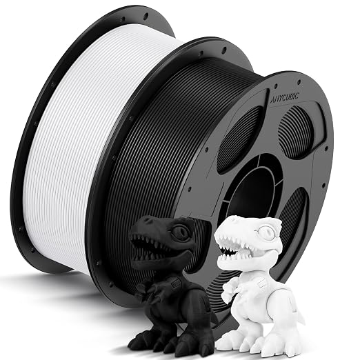 ANYCUBIC High Speed 3D Printer Filament 1.75mm Bundle, Rapid PLA Filament with High Prints Quality, Dimensional Accuracy +/- 0.02mm, 1KG Reusable Spool, 2KG Pearl Black+Bright White