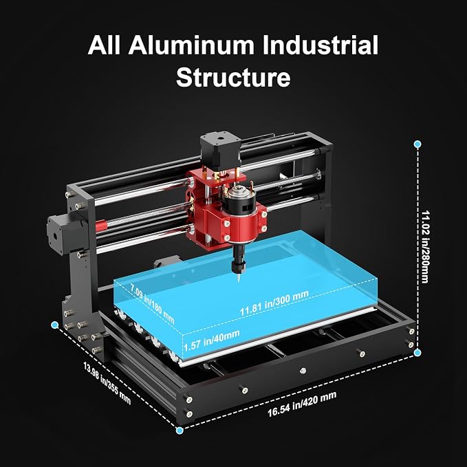 TTC3018 Pro CNC Router Machine,Desktop CNC Engraving Machine Upgraded 3-Axis Engraving Milling Machine for Wood Acrylic MDF Nylon,300mmX180mmX40mm Working Area