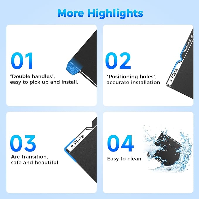 Creality K1 Max Epoxy Resin Build Plate, 315×310mm K2 Pro Spring Steel Bed Plate, Wear Resistance Flexible Print Platform for Creality Ender 3 V3 Plus 3D Printer, Excellent Adhesion, High Flatness