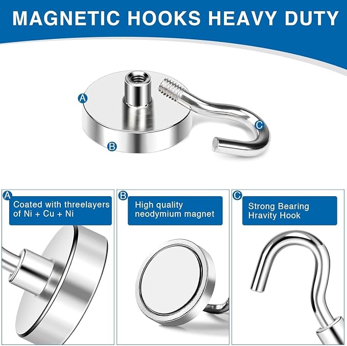 LOVIMAG Magnetic Hooks, Cruise Essentials 2026, 12 Pack-30LBS | Heavy Duty Strong Magnet Hook for Cruise Cabin, Refrigerator Fridge, Ship, Classroom, Kitchen Grills, Black