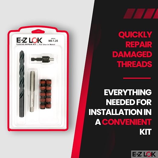 E-Z LOK EZ-650-8 Threaded Inserts for Metal, M8-1.25 Installation Kit, Steel, Black Oxide