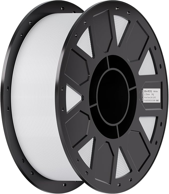 Creality Ender PETG 3D Printer Filament 1.75mm 1KG (2.2lbs), High Precision, Strong Toughness, Odorless, Better Flow, Moistureproof 3D Printing Ender PETG Filament, White