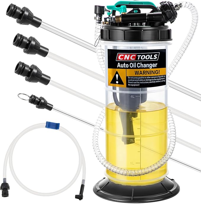 Estune 1.4 Gallon (5.3L) Fluid Extractor Pump, Pneumatic Manual Oil Extractor Pump for Oil Change, Oils Vacuum Pumps Extractors with 5 Pcs Brake Bleeding Hose for Cars, SUVs, Trucks, RVs, Motorcycles