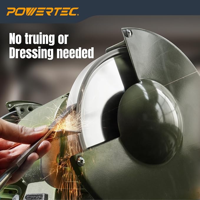 POWERTEC CBN Grinding Wheel 6 Inch 180 Grit, 1" Wide, 1/2" Arbor – Bench Grinder Sharpening Wheel for HSS Tools, Lathe Chisels, and Woodturning Tools (15704)
