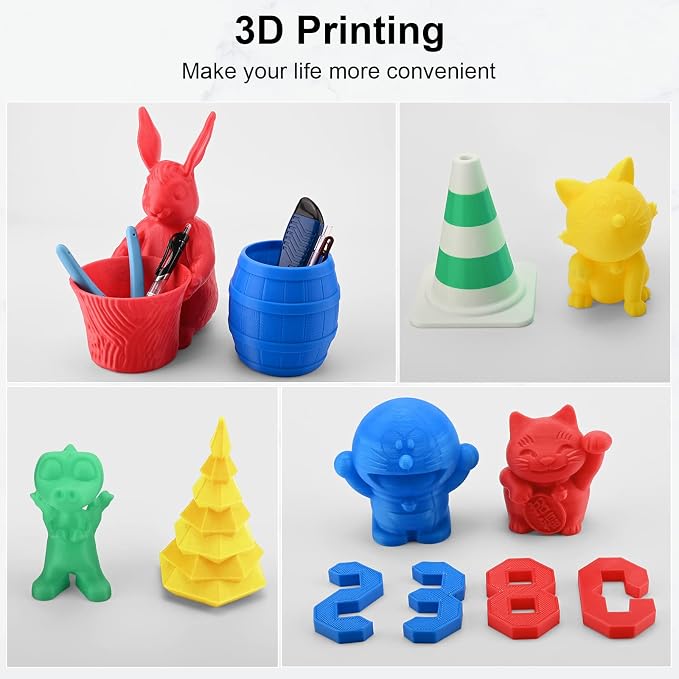 ENTINA 4 Colors PLA 3D Printer Filament Bundle, PLA Filament 1.75 mm for 3D Printers, Dimensional Accuracy +/- 0.02 mm, 200g x 4 Spools Set