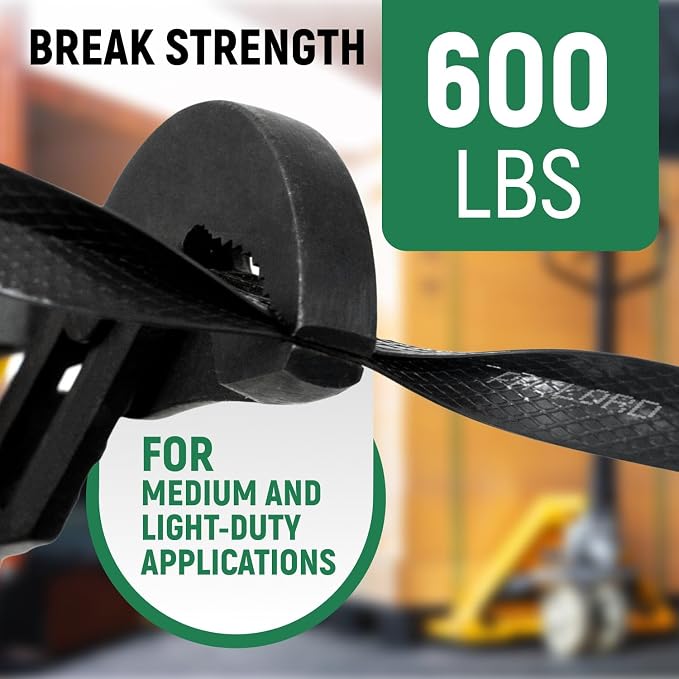 1/2" x 200' Polypropylene (PP) Strapping in Portable Self-Dispensed Box | 0.031" Thick Banding Strap, 600 lbs Break Strength, Flexible Strap For Bundling and Packaging