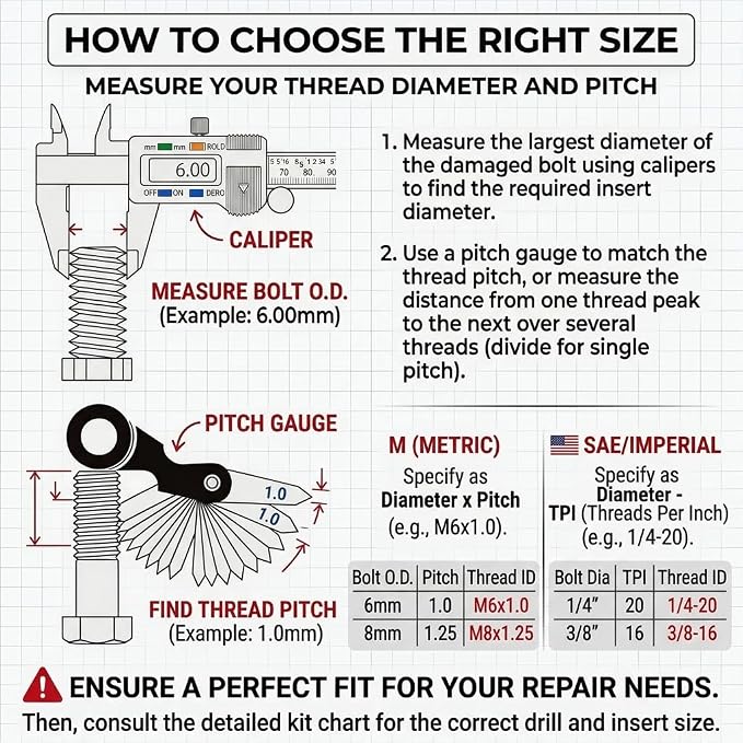 Thread Repair Kit, 338PC Helicoil Repair Kit with Metric & SAE HSS Drill Bit and Wire Thread Inserts, M5 M6 M8 M10 M12 1/4" 5/16" 3/8" 7/16" 1/2"