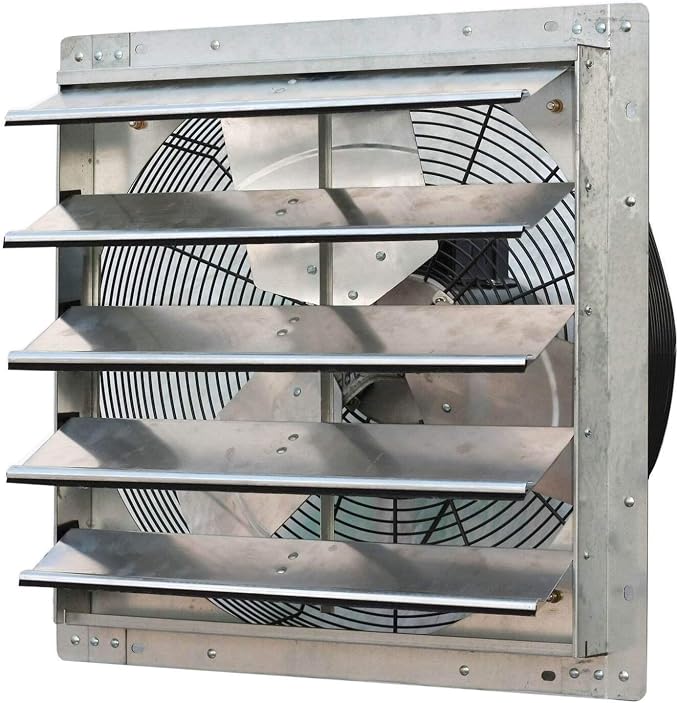 iLiving New Upgraded 20" Wall Mounted Exhaust Fan - Automatic Shutter - Variable Speed - Vent Fan For Home, Attic, Shed, or Garage Ventilation, 115V, 2.2A, Silver