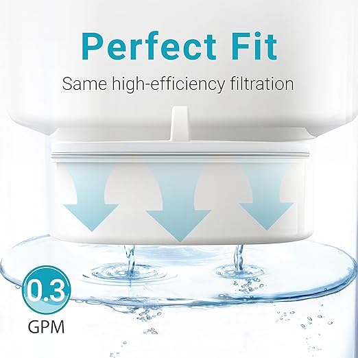 AQUA CREST PF-01A Water Filter Replacement for Waterdrop® Pitchers, Waterdrop® PF-01A Filter, Reduces Lead, PFAS, PFOA/PFOS, Chlorine, Last Up to 3 Months or 200 Gallons, 4 Pack