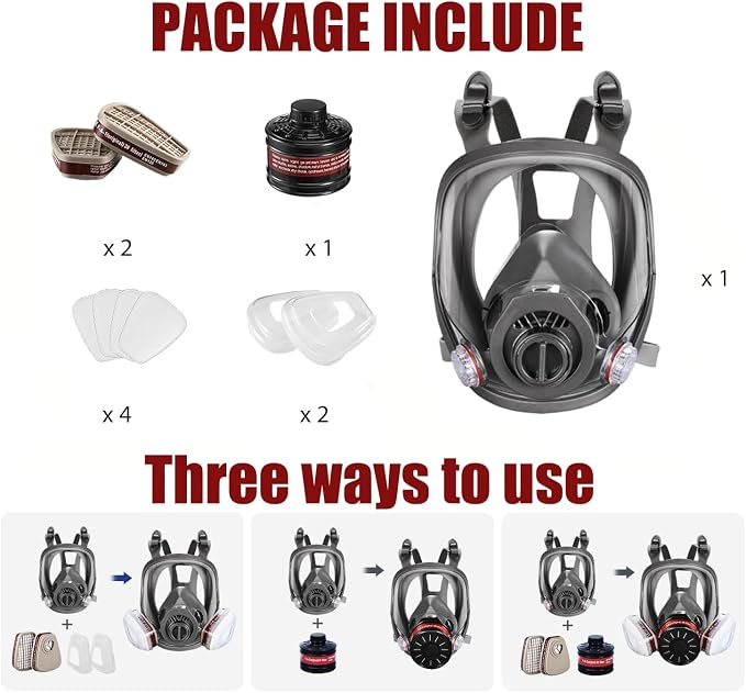 Full Face Gas Mask,Respirator Mask for Gases,Chemical,Spray Paint