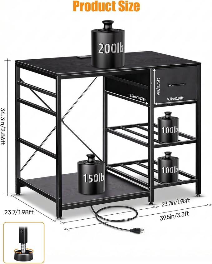 3D Printer Stand with Filaments Storage - 3D Printer Table Filament Storage Rack Heavy Duty 3D Print Desk with Drawer for Workshop Studio Office