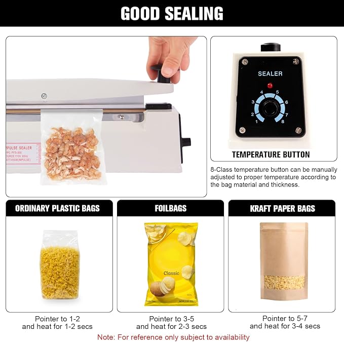 12 Inch Commercial Impulse Bag Heat Sealer Machine | Manual 3mm element heat sealer with aluminum body. Perfect for mylar, cookie, stand up food pouch & small business package.