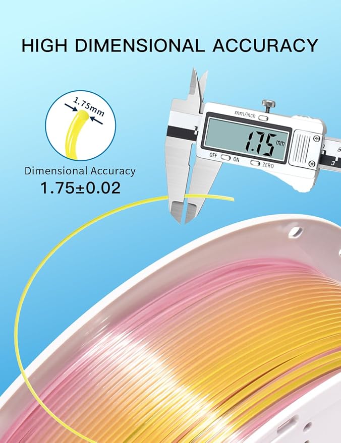 PINBALL Rainbow PETG 3D Printer Filament 1.75mm ±0.02mm, Transparent Multicolor Printing Filament, Translucent PETG Filament, 1KG/2.2lbs
