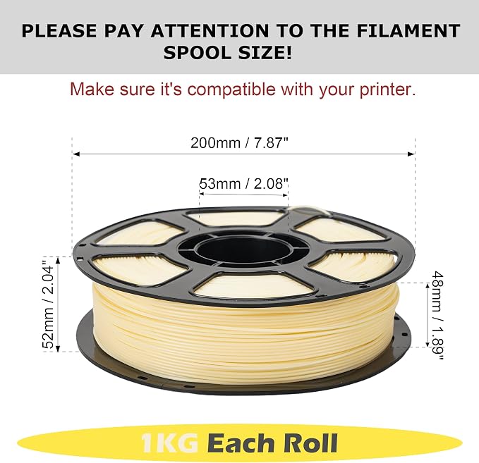 6 Pack 3D Printer Filament Bundle, 6KG PLA Plus 1.75 mm, Multi Color, 1KG per Spool, Tangle Free, Blue+Lake Blue+Pink+Eggshell Yellow+Brown+Skin