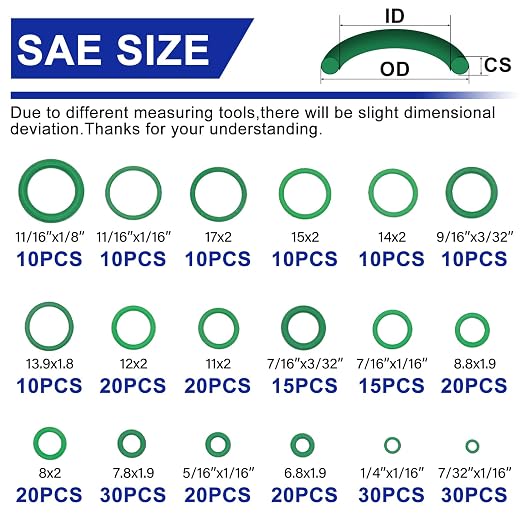 60 PCS 9 Sizes Gasket Air Conditioning System Seal Kit, 612 PCS 36 Sizes A/C O Ring Seals Rubber O-Rings