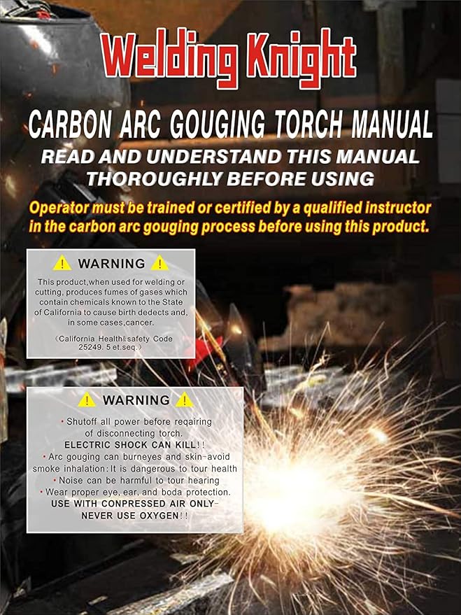 Duty 600 Amp K3 Carbon Arc Air Gouging Torch with 7ft Cable Cut Groove Tool