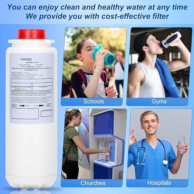Replacement for 51600-C® Filter, Compatible with Ezh2o Filter Replacement Filling Station, Replacement for Elkay Water Filter No Chip 6000 Gal 12 Month, 2Pack