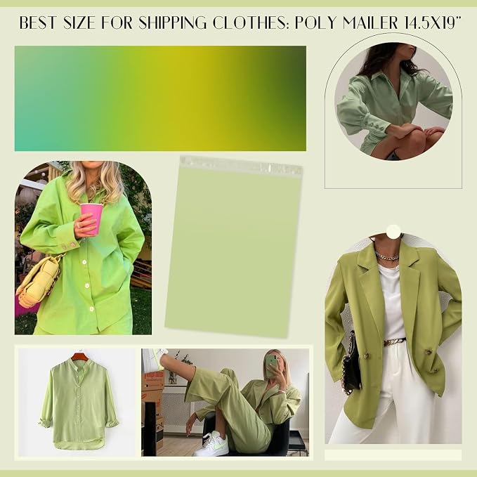 Metronic Poly Mailers 10X13 100PC, Sturdy Shipping Bags for Small Business, Waterproof Mailers Poly Bags, Strong Adhesive Shipping Envelopes for Clothing, Efficient Mailing Envelopes in Avocado Green