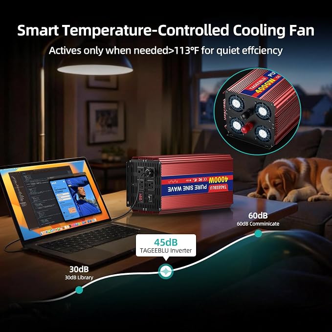 4000W Pure Sine Wave Power Inverter 12V DC to 110V 120V AC for Vehicles | Inverter for Car with 4 AC Outlets and LCD Display, 8000W Peak, Car Converter for Solar, RV, Truck, Home, Off-Grid, Camping