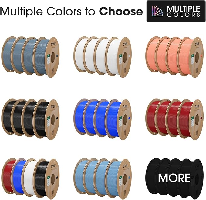 eSUN PLA Basic Filament 1.75mm, 3D Printer Filament High Speed PLA for Fast Printing, 1KG Spool, 4 Spools 3D Printer Filament, Fire Engine Red + Blue + Cold White + Black