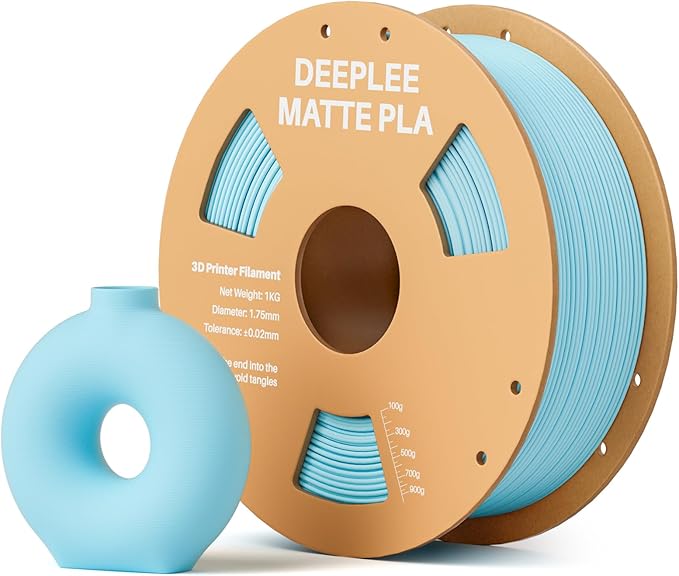 Matte PLA Filament 1.75mm, 3D Printer Filament Dimensional Accuracy +/- 0.02mm, No Clogging, Higher Toughness, Cardboard Spool 3D Filament, 1kg Ice Blue