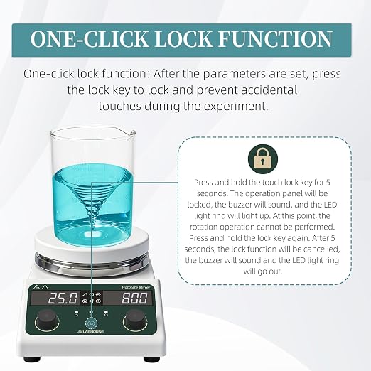 LHS-300PRO Magnetic Stirrer Hot Plate, 300°C/572°F, 5L, 100-1500RPM | 5.5in plate mixer, timer, reversible stirring, probe, stand, stir bar & recycler set included, for lab heating & mixing