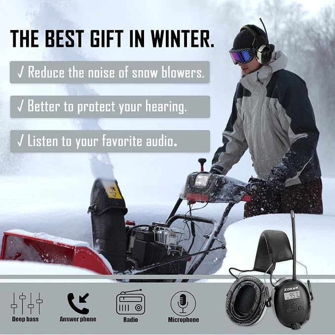 ZOHAN AM/FM Radio Headphone with Digital Display,Ear Protection Noise Reduction Earmuffs,Comfortable Hearing Protector