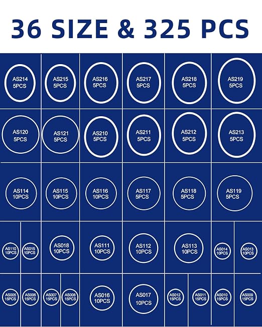 O Rings Assortment PTFE Kit, 325PCS Sealing Gasket Washer Professional for Automotive Repair, Plumbing and Faucet, Air or Gas Connections, Resist Oil and Heat O-Rings