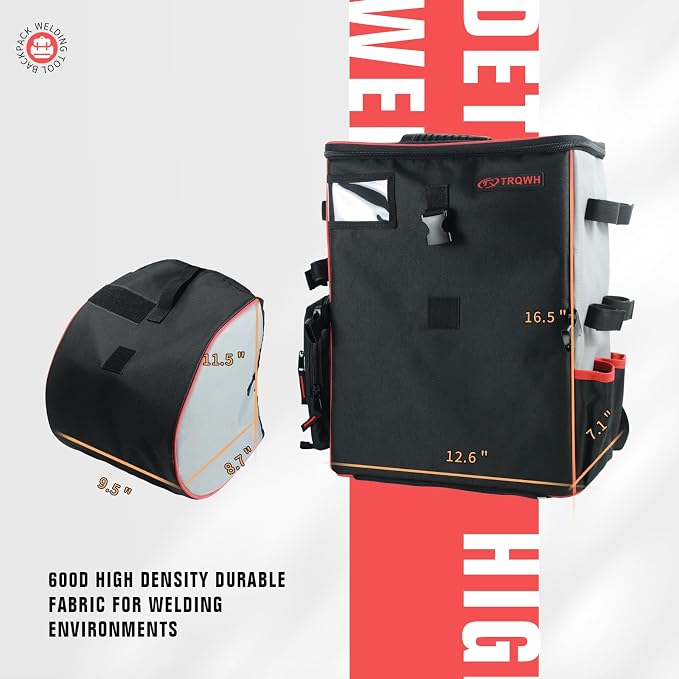 TRQWH Auto Darkening Welding Helmet Large Viewing True Color Solar Powered Welding Hood & Welding Backpack for Men Waterproof Reinforced Bottom Large Capacity