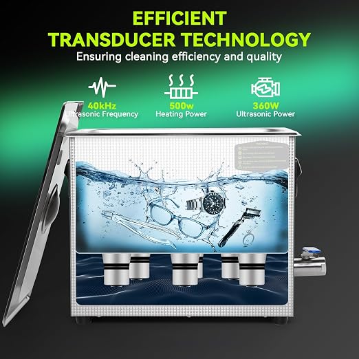 Commercial Ultrasonic Cleaner, ECO Mode, Heating, Degas Mode, ECO Energy-Saving Ultrasonic Cleaning Machine Excellent for Labs,Carburetor,Jewelry,Dentures,Automotive & Industrial Parts. (15L)
